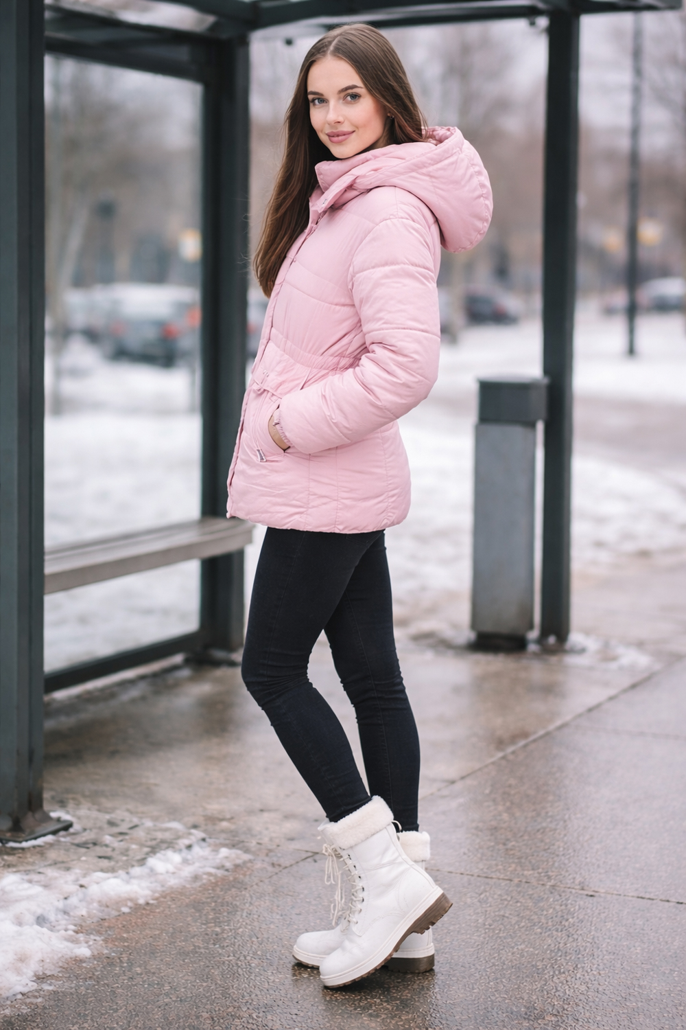 Яке с големи копчета и плетен маншет