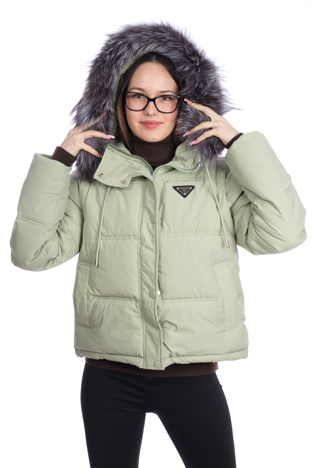 Късо яке/грейка метална емблема гарнитура сребърна лисица X0003