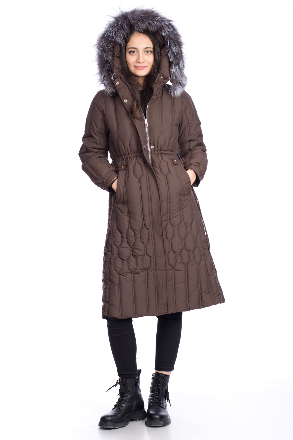 Дълго яке фигури гарнитура сребърна лисица