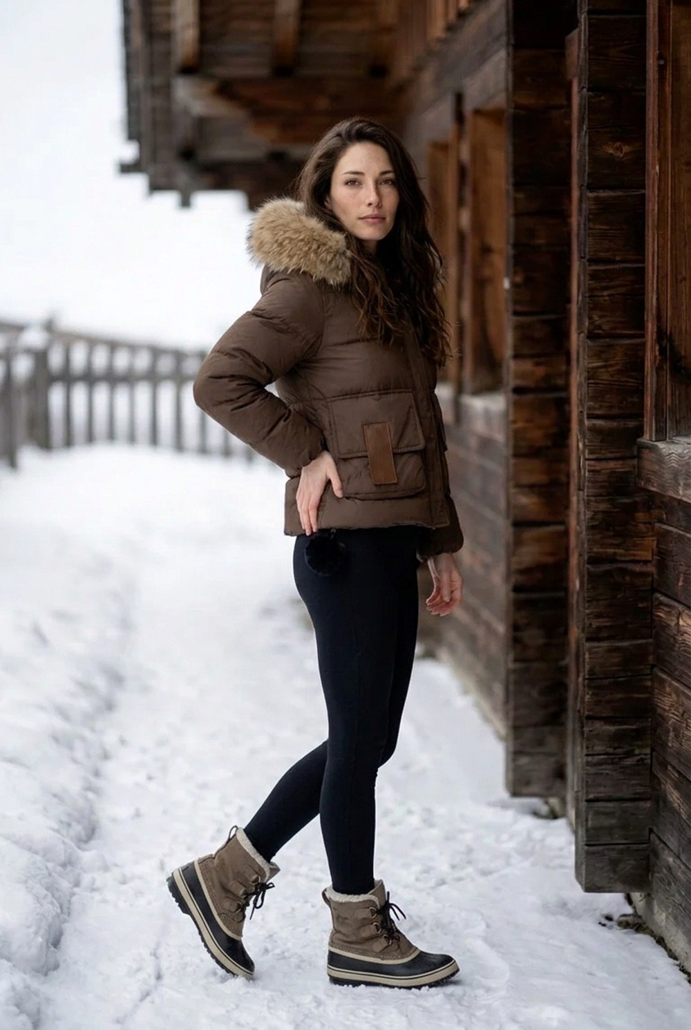 Късо яке кожени ленти на джоба гарнитура енот 2 заешки помпон