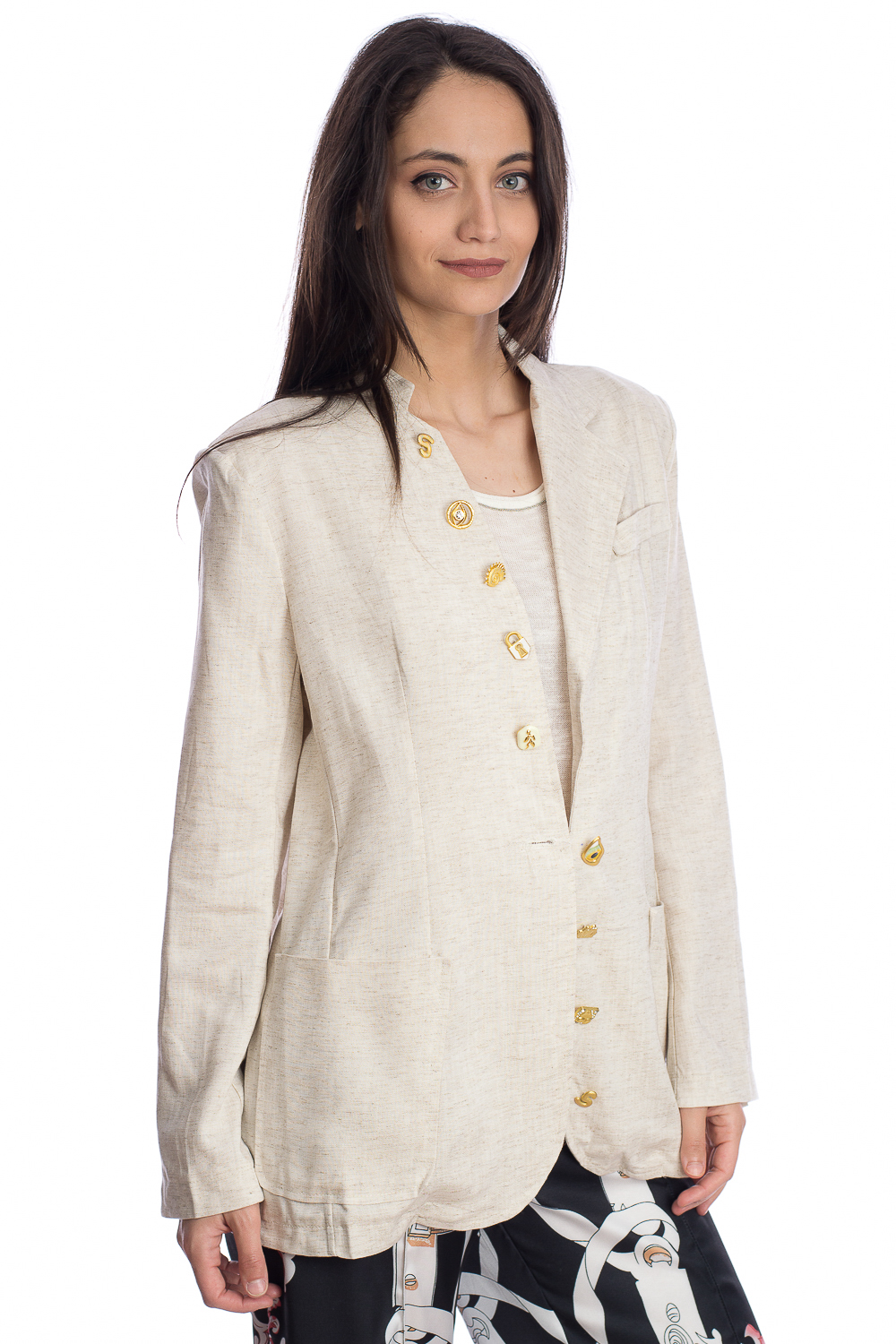 Ленено сако с асиметрично закопчаване