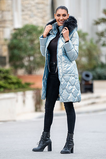 Дамско яке квадратни джобове лисица