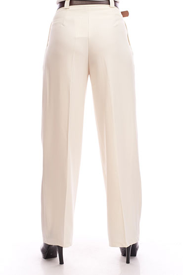 Панталон разкроен с широки гайки и колан еко кожа