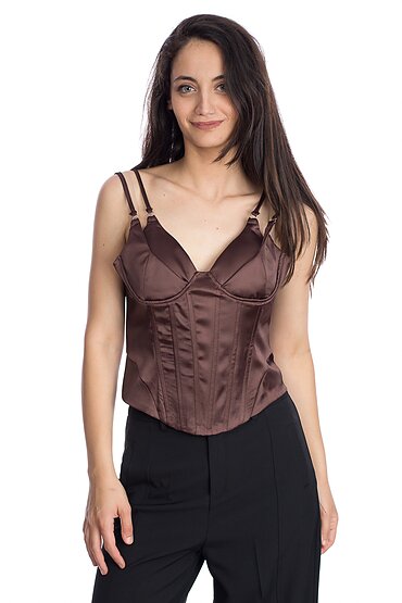 сатенен топ с двойни презрамки